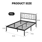 Struttura Letto Matrimoniale, Struttura Letto a Piattaforma Matrimoniale con Testiera, Supporto a Doghe in Metallo Resistente, Base per Materasso, Design Silenzioso, Facile Installazione
