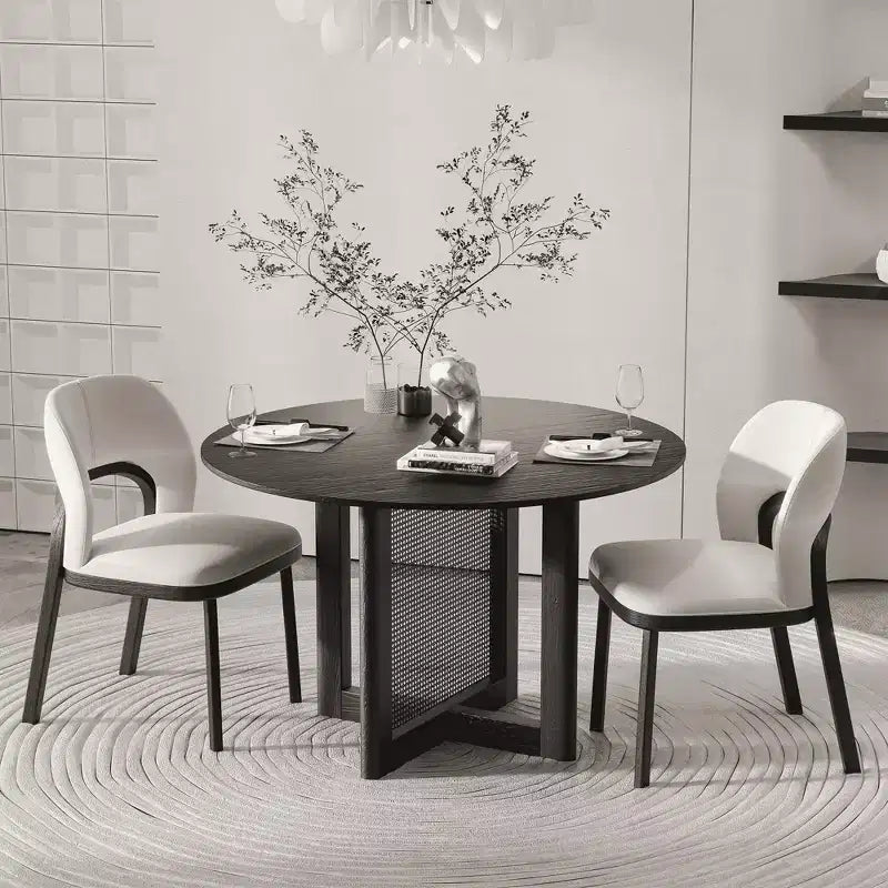 MAYEERTY Tavolo da pranzo rotondo in legno da 46 pollici per 4 persone, tavolo da cucina e sala da pranzo moderno in stile rustico
