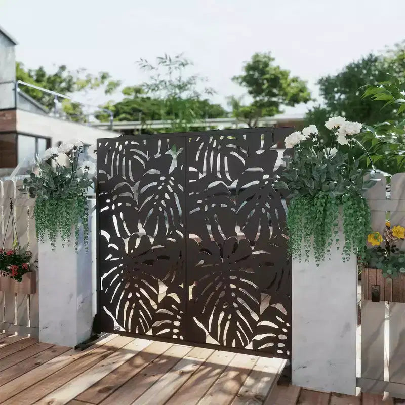 MAYEERTY 72H Divisorio per Ambienti Rettangolare, con Telaio Zincato in Metallo, Schermo per la Privacy Autoportante, Recinzione da Giardino, Patio Nero