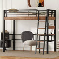 Metal Twin Size Loft Bed with Desk, Twin Loft Bed Frame with Storage Shelves for Kids Teens Bedroom Dorm