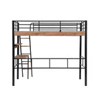 Letto a soppalco singolo in metallo con scrivania, struttura letto a soppalco singola con mensole portaoggetti per camera da letto, dormitorio di bambini e ragazzi