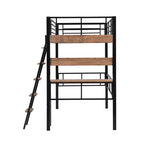 Letto a soppalco singolo in metallo con scrivania, struttura letto a soppalco singola con mensole portaoggetti per camera da letto, dormitorio di bambini e ragazzi
