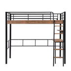Letto a soppalco singolo in metallo con scrivania, struttura letto a soppalco singola con mensole portaoggetti per camera da letto, dormitorio di bambini e ragazzi