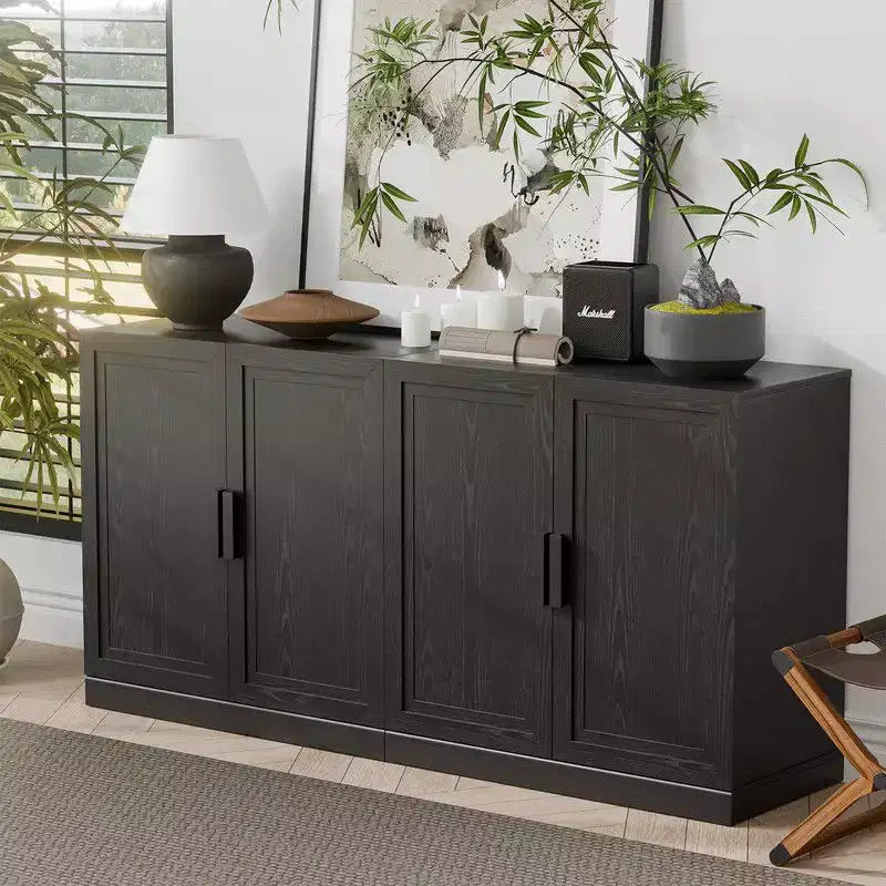 PexFix 62 L x 31 A Credenza Mobile Buffet Mobile Dispensa da Cucina Stile Rustico con Ripiani Regolabili per Cucina Sala da Pranzo Soggiorno Nero