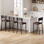 Acekool Sgabelli da Bar Set da 4, Sgabelli Altezza Bancone con Schienale, Ecopelle Imbottita e Gambe Spesse in Metallo, Sedie per Isola Cucina