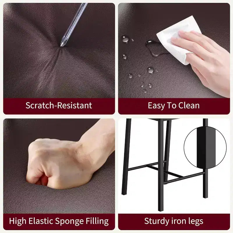 Acekool Sgabelli da Bar Set da 4, Sgabelli Altezza Bancone con Schienale, Ecopelle Imbottita e Gambe Spesse in Metallo, Sedie per Isola Cucina