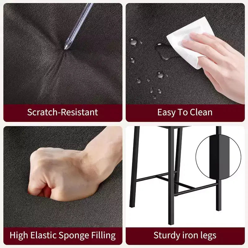 Acekool Sgabelli da Bar Set da 4, Sgabelli Altezza Bancone con Schienale, Ecopelle Imbottita e Gambe Spesse in Metallo, Sedie per Isola Cucina