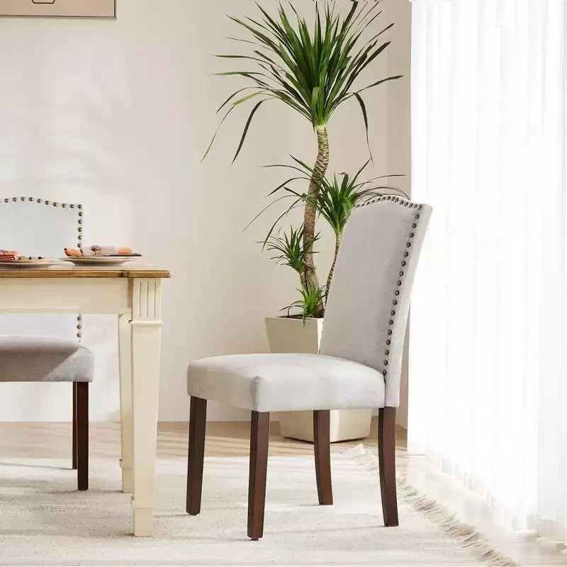 Okak Set di 2 Sedie da Pranzo con Schienale Alto Rivestite in PU e Borchie, Sedie da Pranzo Senza Braccioli per Sala da Pranzo, Cucina