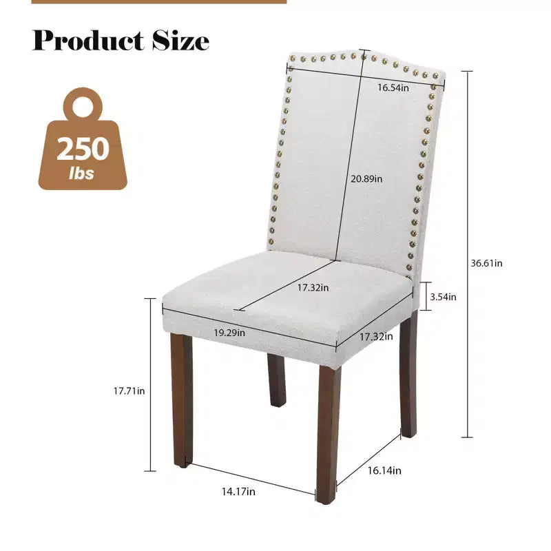 Okak Set di 2 Sedie da Pranzo con Schienale Alto Rivestite in PU e Borchie, Sedie da Pranzo Senza Braccioli per Sala da Pranzo, Cucina