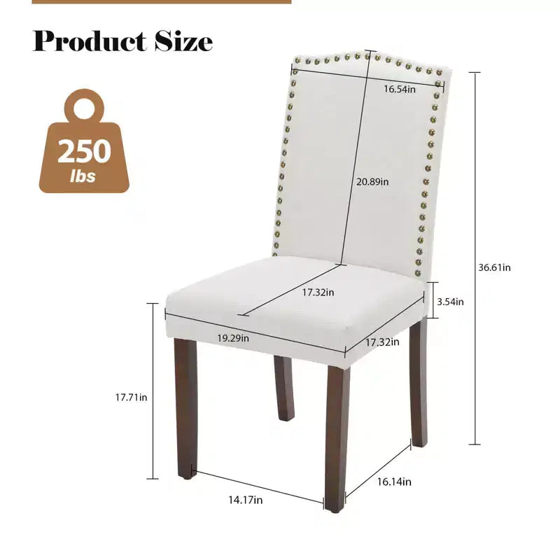 Okak Set di 2 Sedie da Pranzo con Schienale Alto Rivestite in PU e Borchie, Sedie da Pranzo Senza Braccioli per Sala da Pranzo, Cucina