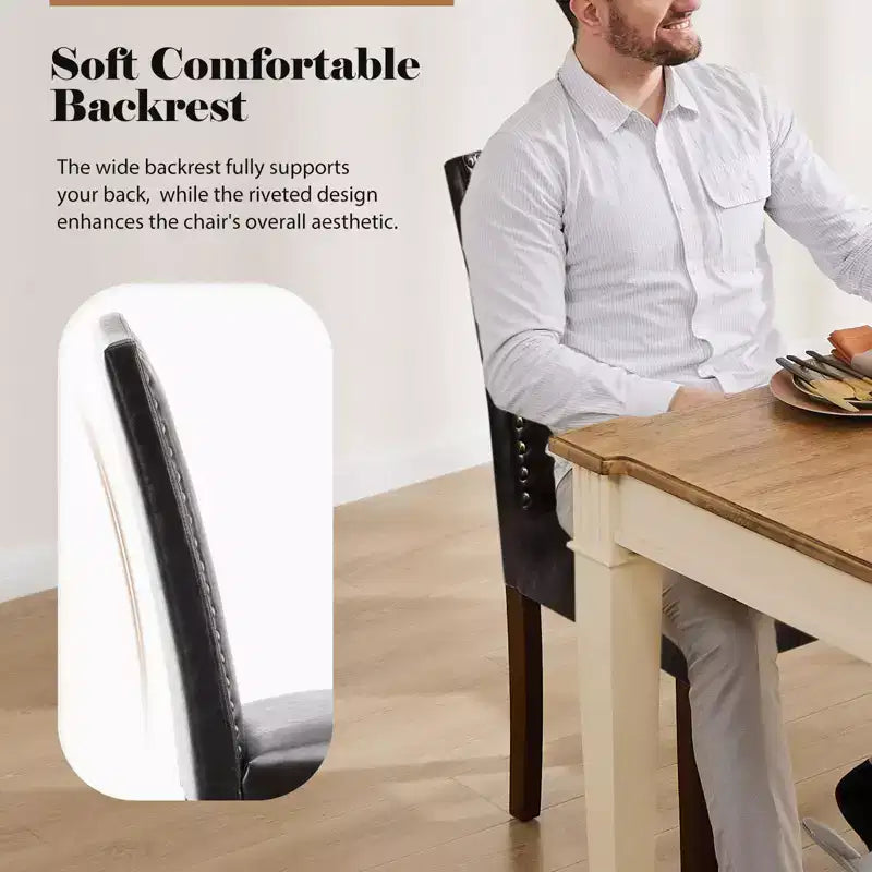 Okak Set di 2 Sedie da Pranzo con Schienale Alto Rivestite in PU e Borchie, Sedie da Pranzo Senza Braccioli per Sala da Pranzo, Cucina