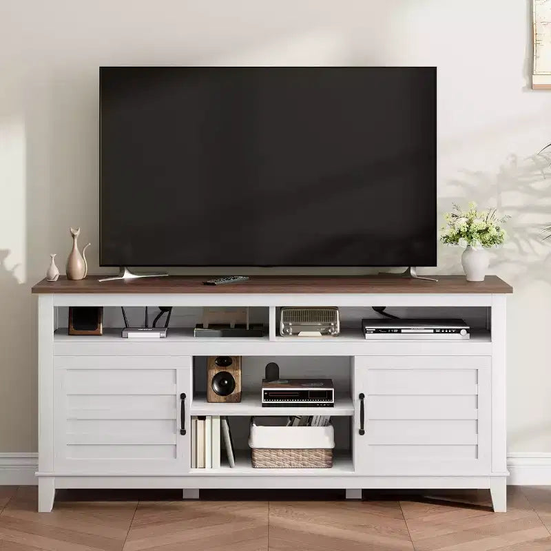 63'' TV Stand,Modern Farmhouse TV Consoles for Living Room with Adjustable Shelves, Entertainment Center for Home/Office