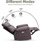 Poltrona Reclinabile Oversize in Pelle Sintetica, Poltrona Reclinabile Manuale con Imbottitura Spessa e Seduta Larga, per Soggiorno o Camera da Letto, Larghezza Extra di 22 Pollici