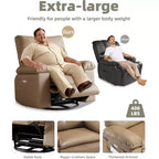 Poltrona Reclinabile Oversize in Pelle Sintetica, Poltrona Reclinabile Manuale con Imbottitura Spessa e Seduta Larga, per Soggiorno o Camera da Letto, Larghezza Extra di 22 Pollici