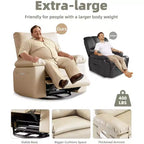 Poltrona Reclinabile Oversize in Pelle Sintetica, Poltrona Reclinabile Manuale con Imbottitura Spessa e Seduta Larga, per Soggiorno o Camera da Letto, Larghezza Extra di 22 Pollici