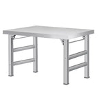 Tavolo Pieghevole in Acciaio Inossidabile, 122 x 61 cm, Monopiano, Pieghevole e Portatile