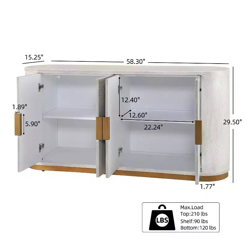 Christopher Knight Home Arvenia, credenza a buffet moderna da 58,3'' con 4 ante e ripiani regolabili