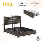 AMERLIFE 48,8 H Telaio letto con 4 cassetti contenitore, testiera a porta di fienile, venature del legno rustico, nessuna molla necessaria