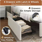 AMERLIFE 48,8 H Telaio letto con 4 cassetti contenitore, testiera a porta di fienile, venature del legno rustico, nessuna molla necessaria
