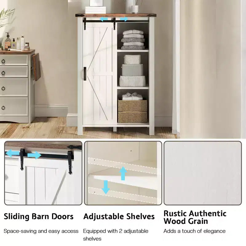 AMERLIFE Cassettiera da fattoria per camera da letto con cassetti, armadietto contenitore con ante scorrevoli a persiana, mobile TV organizer
