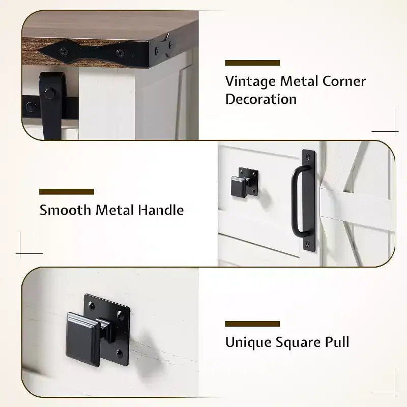 AMERLIFE Cassettiera da fattoria per camera da letto con cassetti, armadietto contenitore con ante scorrevoli a persiana, mobile TV organizer