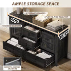 AMERLIFE Cassettiera da fattoria per camera da letto con cassetti, armadietto contenitore con ante scorrevoli a persiana, mobile TV organizer