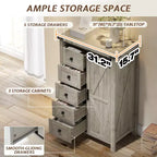 AMERLIFE Cassettiera da fattoria per camera da letto con cassetti, armadietto contenitore con ante scorrevoli a persiana, mobile TV organizer