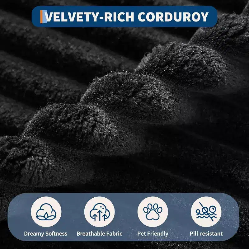 Acekool 61 Poltrone lounge oversize, divano extra-large in velluto a coste, 4 cuscini e braccioli, comodo divanetto per soggiorno o camera da letto, nero