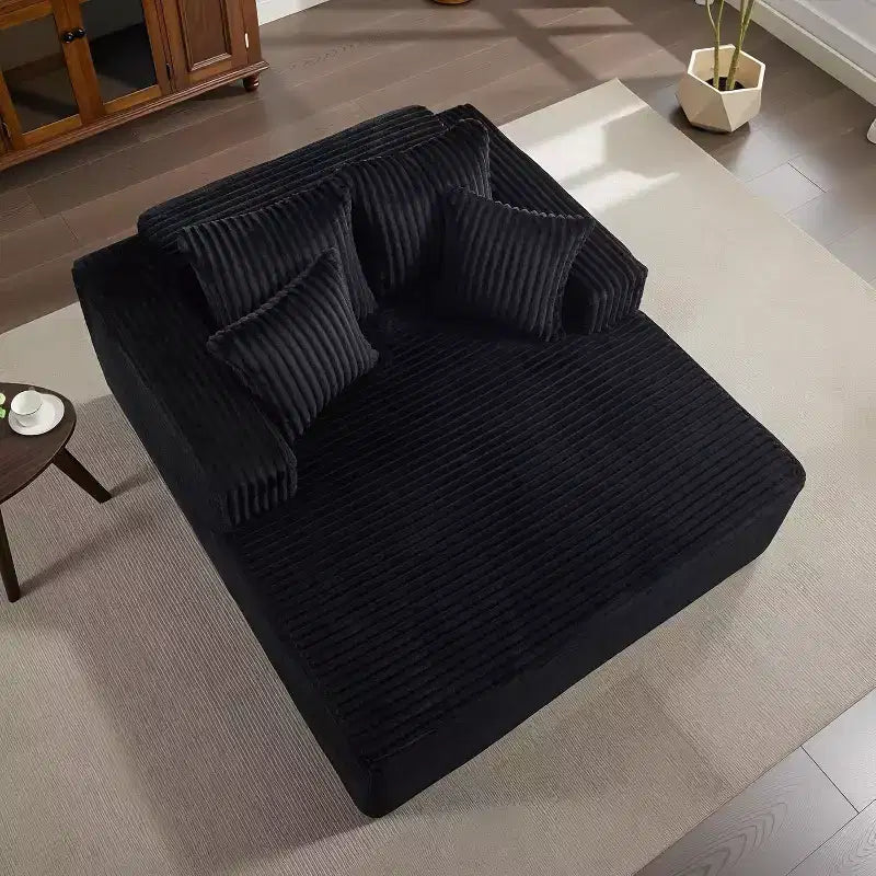 Acekool 61 Poltrone lounge oversize, divano extra-large in velluto a coste, 4 cuscini e braccioli, comodo divanetto per soggiorno o camera da letto, nero