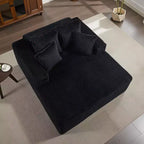 Acekool 61 Poltrone lounge oversize, divano extra-large in velluto a coste, 4 cuscini e braccioli, comodo divanetto per soggiorno o camera da letto, nero