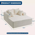 Acekool 61 Poltrone lounge oversize, divano extra-large in velluto a coste, 4 cuscini e braccioli, comodo divanetto per soggiorno o camera da letto, nero