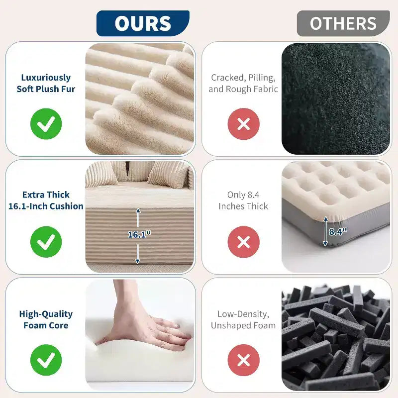 Acekool 61 Poltrone lounge oversize, divano extra-large in velluto a coste, 4 cuscini e braccioli, comodo divanetto per soggiorno o camera da letto, nero