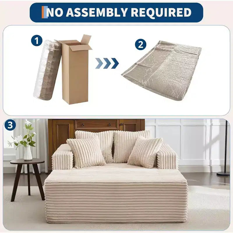 Acekool 61 Poltrone lounge oversize, divano extra-large in velluto a coste, 4 cuscini e braccioli, comodo divanetto per soggiorno o camera da letto, nero