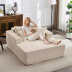 Acekool 61 Poltrone lounge oversize, divano extra-large in velluto a coste, 4 cuscini e braccioli, comodo divanetto per soggiorno o camera da letto, nero