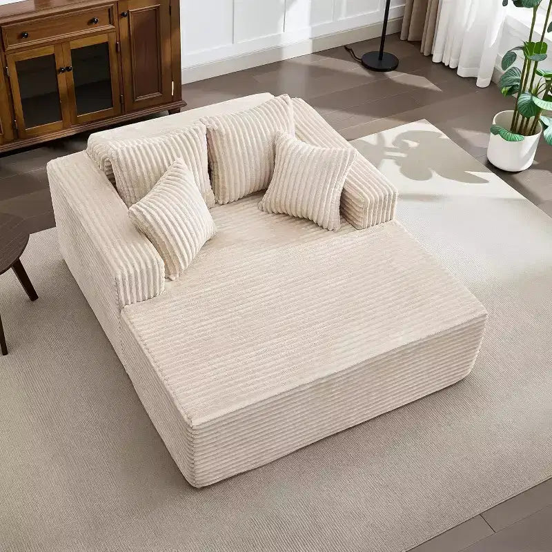 Acekool 61 Poltrone lounge oversize, divano extra-large in velluto a coste, 4 cuscini e braccioli, comodo divanetto per soggiorno o camera da letto, nero