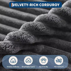 Acekool 61 Poltrone lounge oversize, divano extra-large in velluto a coste, 4 cuscini e braccioli, comodo divanetto per soggiorno o camera da letto, nero