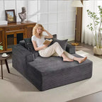 Acekool 61 Poltrone lounge oversize, divano extra-large in velluto a coste, 4 cuscini e braccioli, comodo divanetto per soggiorno o camera da letto, nero
