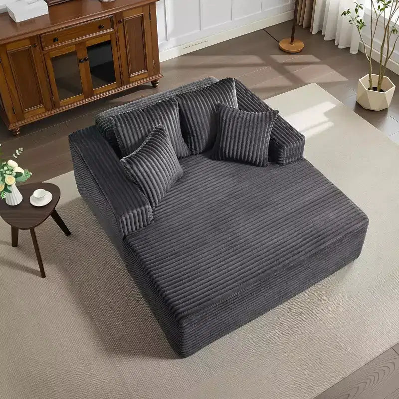 Acekool 61 Poltrone lounge oversize, divano extra-large in velluto a coste, 4 cuscini e braccioli, comodo divanetto per soggiorno o camera da letto, nero