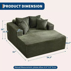 Acekool 61 Poltrone lounge oversize, divano extra-large in velluto a coste, 4 cuscini e braccioli, comodo divanetto per soggiorno o camera da letto, nero