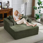 Acekool 61 Poltrone lounge oversize, divano extra-large in velluto a coste, 4 cuscini e braccioli, comodo divanetto per soggiorno o camera da letto, nero