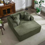 Acekool 61 Poltrone lounge oversize, divano extra-large in velluto a coste, 4 cuscini e braccioli, comodo divanetto per soggiorno o camera da letto, nero