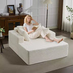 Acekool 61 Poltrone lounge oversize, divano extra-large in velluto a coste, 4 cuscini e braccioli, comodo divanetto per soggiorno o camera da letto, nero