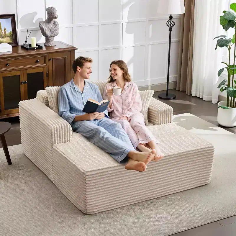 Acekool 61 Poltrone lounge oversize, divano extra-large in velluto a coste, 4 cuscini e braccioli, comodo divanetto per soggiorno o camera da letto, nero