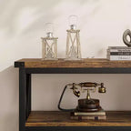 Acekool Tavolino consolle lungo 47 con 3 ripiani portaoggetti, tavolo da divano in stile industriale per ingresso, corridoio, soggiorno, camera da letto