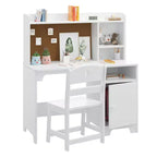 Set scrivania e sedia GustoWave Kids con credenza, armadietto, tavolo da scrittura in legno per bambini per camera da letto e studio