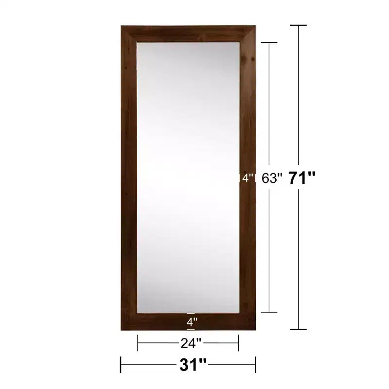 Specchio a figura intera MAYEERTY in legno massello, bordo dritto ad angolo retto, nero, 71x35x1 pollici, senza supporto