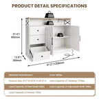 CuisinSmart Mobile Buffet da Fattoria con Contenitore con Presa di Corrente Integrata, Credenza con 2 Ante e 3 Cassetti per Soggiorno Sala da Pranzo