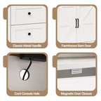 CuisinSmart Mobile Buffet da Fattoria con Contenitore con Presa di Corrente Integrata, Credenza con 2 Ante e 3 Cassetti per Soggiorno Sala da Pranzo