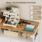 CuisinSmart Mobile Buffet da Fattoria con Contenitore con Presa di Corrente Integrata, Credenza con 2 Ante e 3 Cassetti per Soggiorno Sala da Pranzo