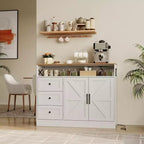 CuisinSmart Mobile Buffet da Fattoria con Contenitore con Presa di Corrente Integrata, Credenza con 2 Ante e 3 Cassetti per Soggiorno Sala da Pranzo